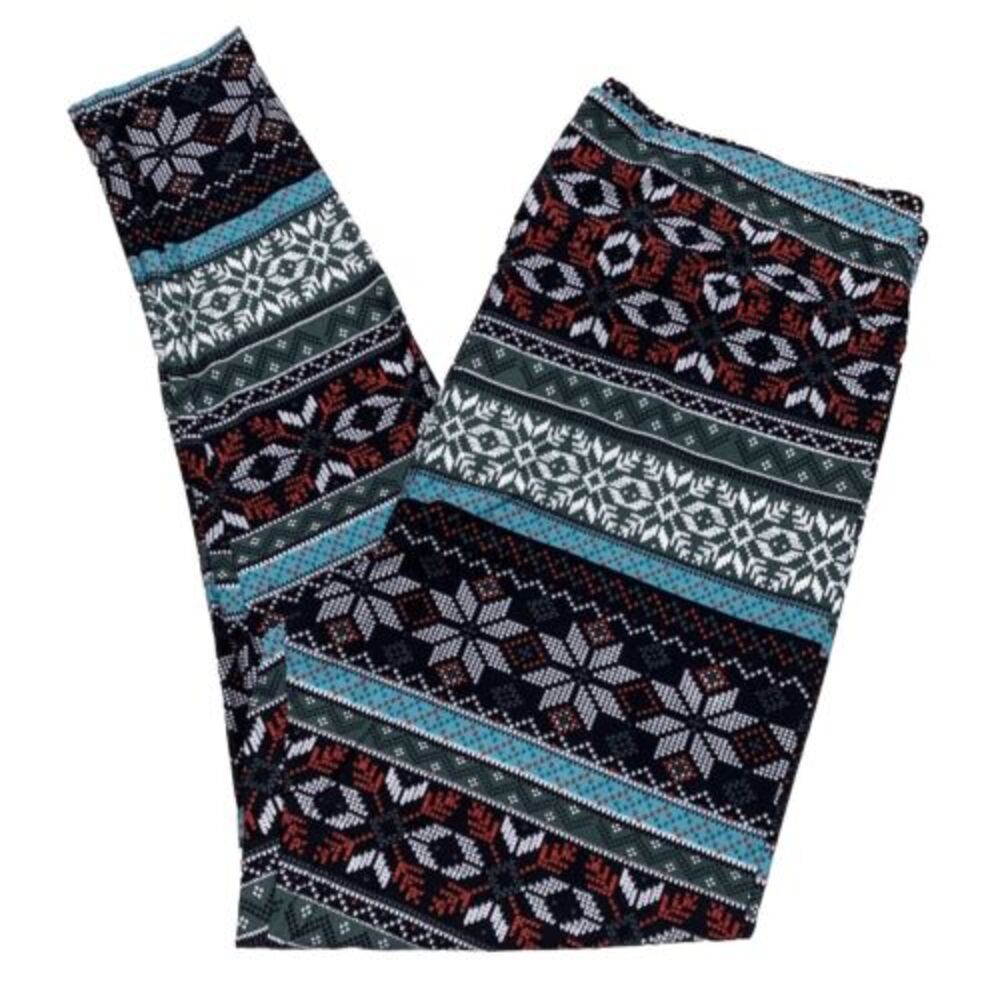 LuLaRoe Womens Leggings Size TC2 Christmas Fair Isle Snowflakes Plus 18+ NWT